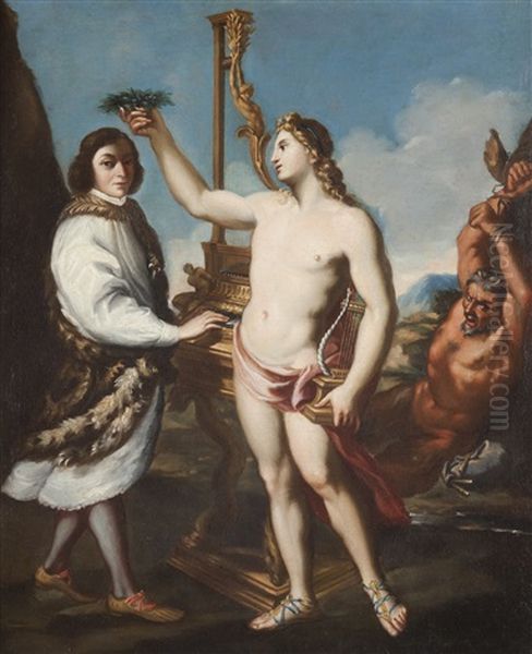 Ritratto Allegorico Del Cantante Marcantonio Pasqualini Oil Painting by Andrea Sacchi