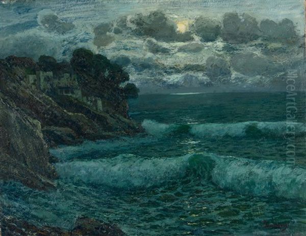 Marina Notturna Oil Painting by Giuseppe Sacheri