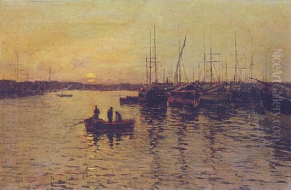Porto Corsini Oil Painting by Giuseppe Sacheri