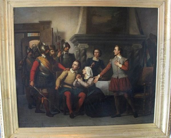 The Patriotic Call To Arms , Historical Scene Oil Painting by Philip Lodewijk Jacob Frederik Sadee