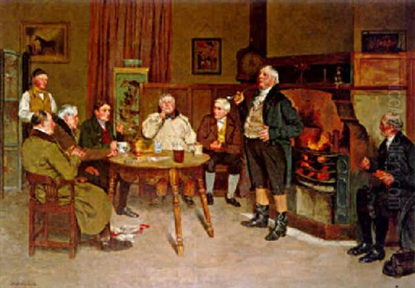 Men's Talk Oil Painting by Walter Dendy Sadler