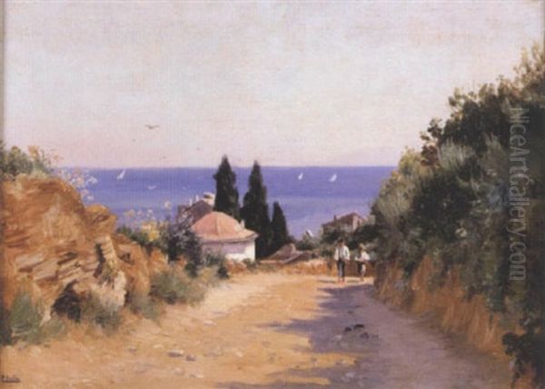 Bord De Mer Dans Le Sud De La France Oil Painting by Paul (Jean Marie) Sain