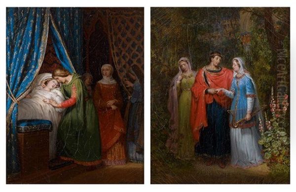 Charles Le Chauve Et Richilde Et Saint Louis Et Marguerite De Provence (pair) Oil Painting by Gillot Saint-Evre
