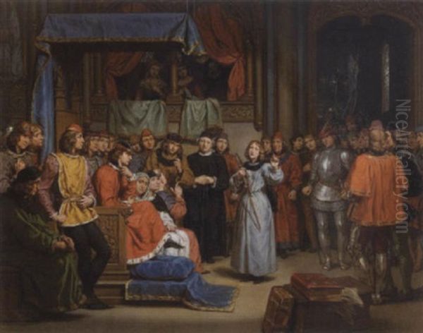 Jeanne D'arc Devant Charles Vii Oil Painting by Gillot Saint-Evre
