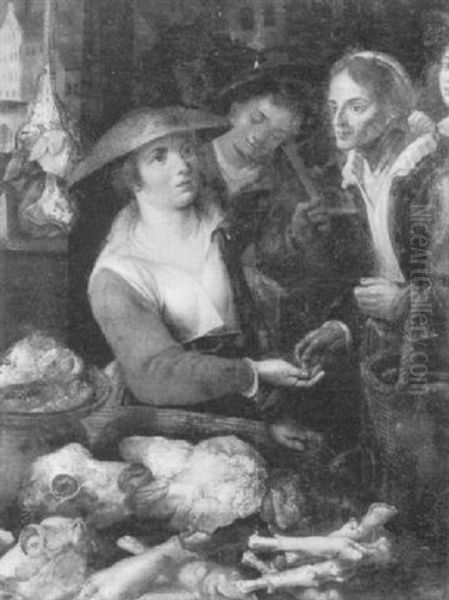 The Butcher's Stall Oil Painting by Jean-Baptist de Saive