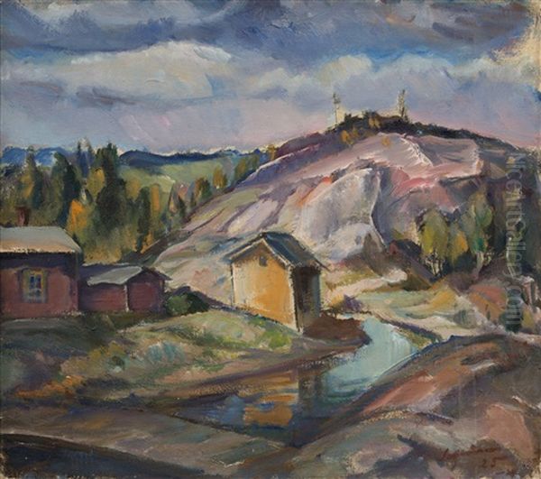 By The Stream Oil Painting by Tyko Sallinen