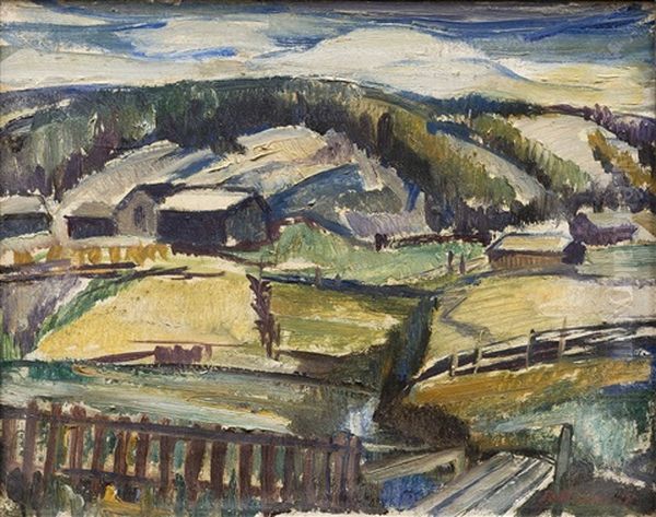 By The Settlement Oil Painting by Tyko Sallinen