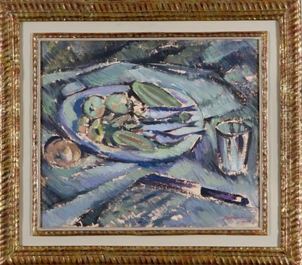 Herrings On A Plate Oil Painting by Tyko Sallinen