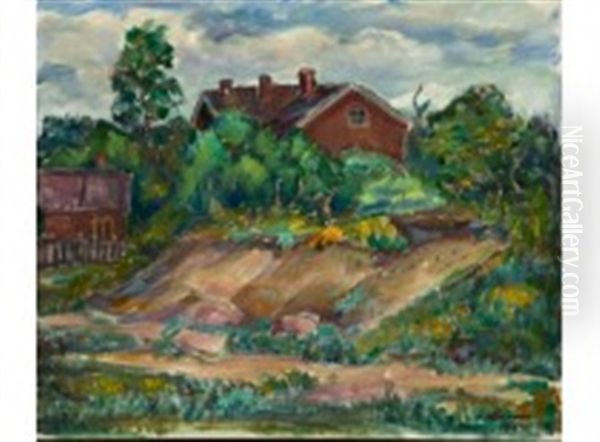 Red House Oil Painting by Tyko Sallinen