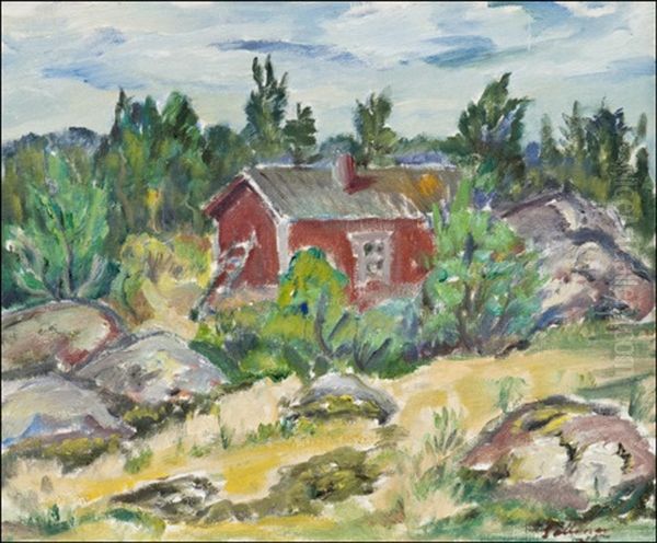 Saaristolaismokki Oil Painting by Tyko Sallinen