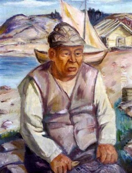 Kalastaja Oil Painting by Tyko Sallinen