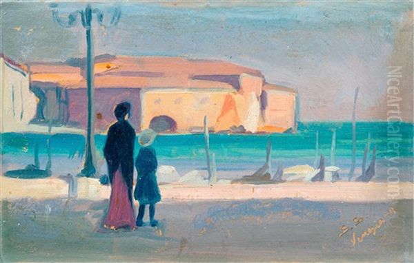 The Wait Oil Painting by Santeri Salokivi