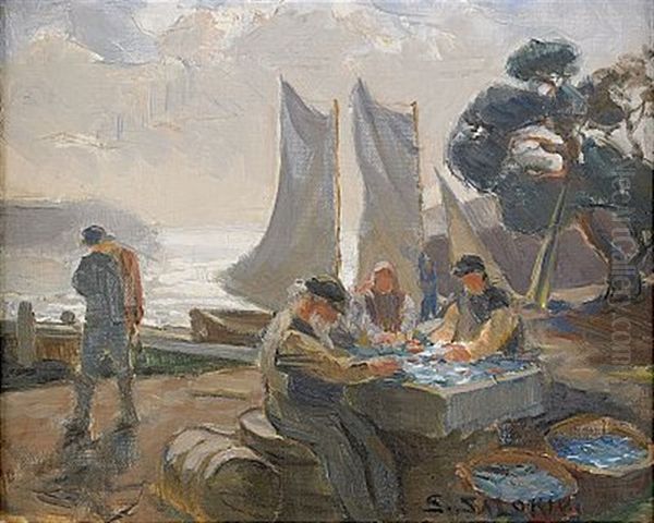 Strommingsfiskare Oil Painting by Santeri Salokivi