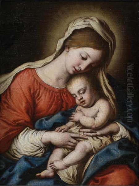 Virgen Con El Nino Oil Painting by Giovanni Battista Salvi (Il Sassoferrato)