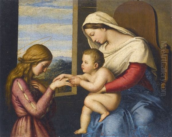 The Mystic Marriage Of Saint Catherine Oil Painting by Giovanni Battiata Salvi, Il Sassoferrato
