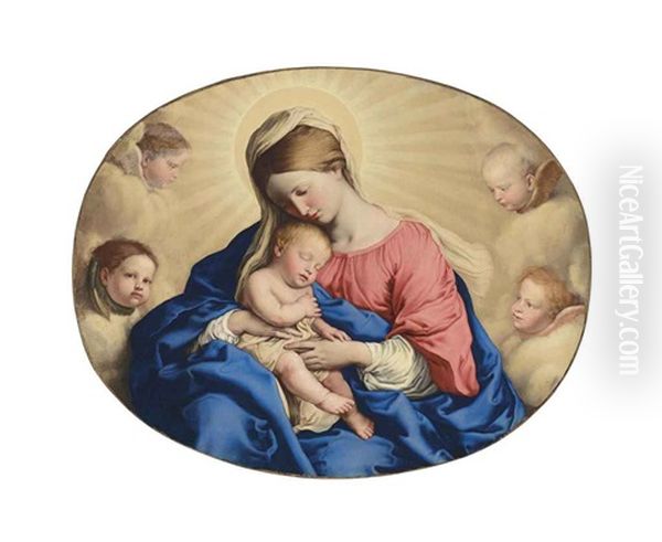 The Madonna And Child With Angels Oil Painting by Giovanni Battista Salvi (Il Sassoferrato)