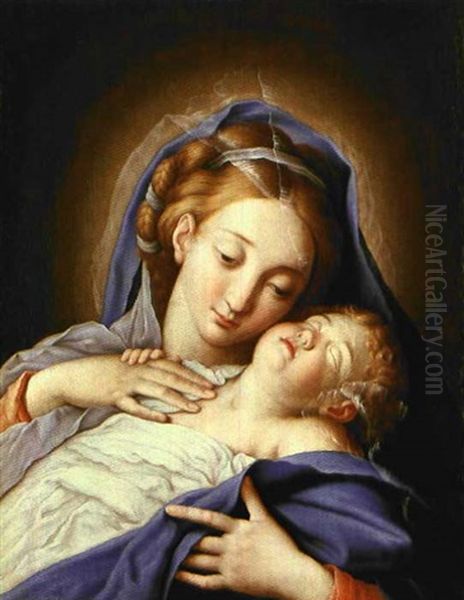Madonna Con Il Bambino Oil Painting by Giovanni Battista Salvi (Il Sassoferrato)
