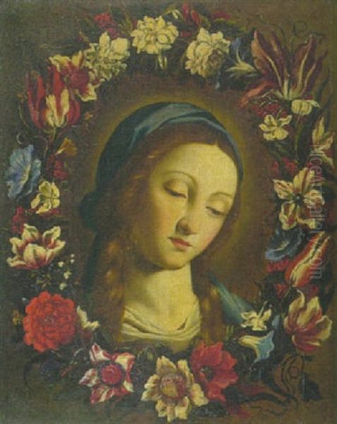 Madonna Im Blutenkranz Oil Painting by Giovanni Battista Salvi (Il Sassoferrato)