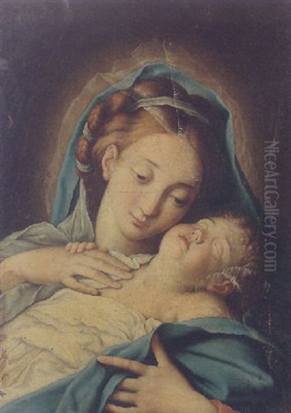 Madonna And Child Oil Painting by Giovanni Battiata Salvi, Il Sassoferrato