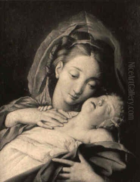 Vierge Et Enfant Endormi Oil Painting by Giovanni Battista Salvi (Il Sassoferrato)