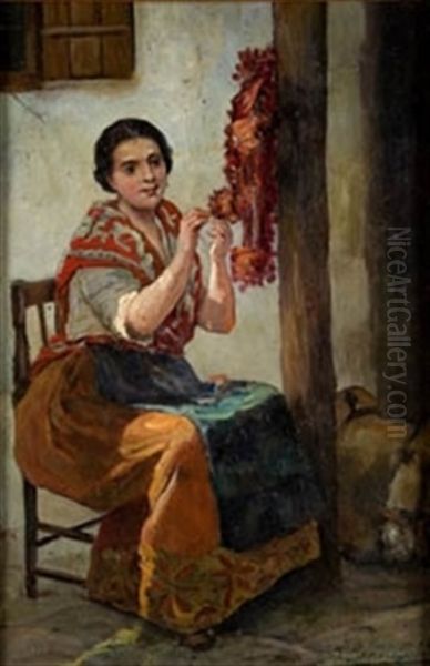 Costurera Oil Painting by Eduardo Sanchez Sola