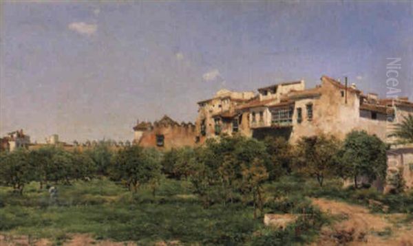 Gathering Oranges Oil Painting by Emilio Sanchez-Perrier