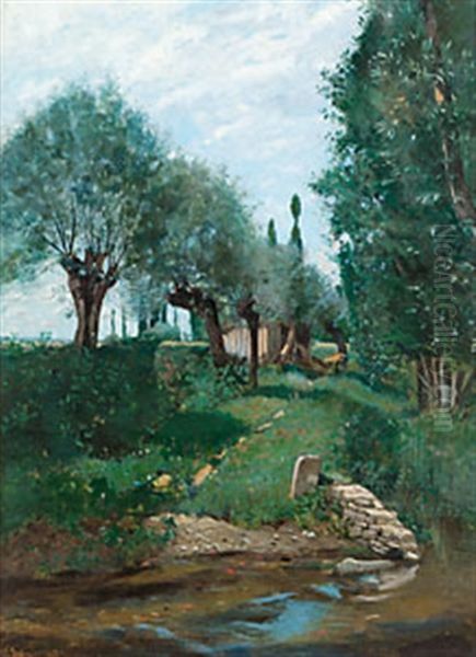 Gronskande Sommarlandskap Oil Painting by Hjalmar Sandberg