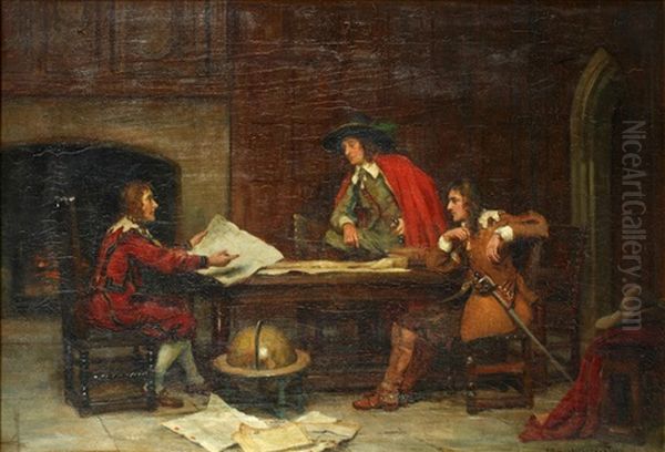 Discussing The News Oil Painting by John Sanderson-Wells