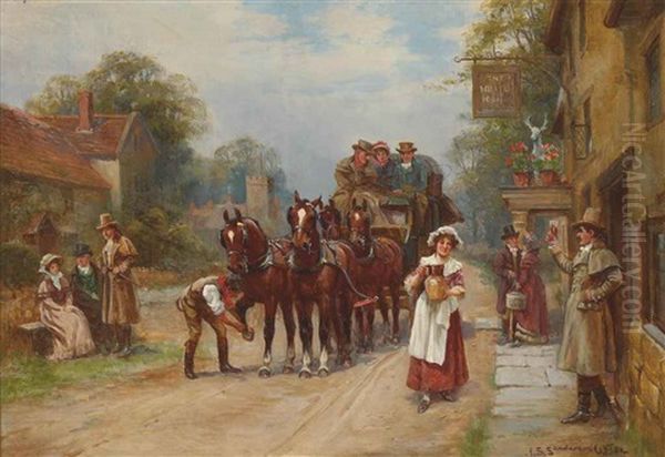 The White Hart Oil Painting by John Sanderson-Wells