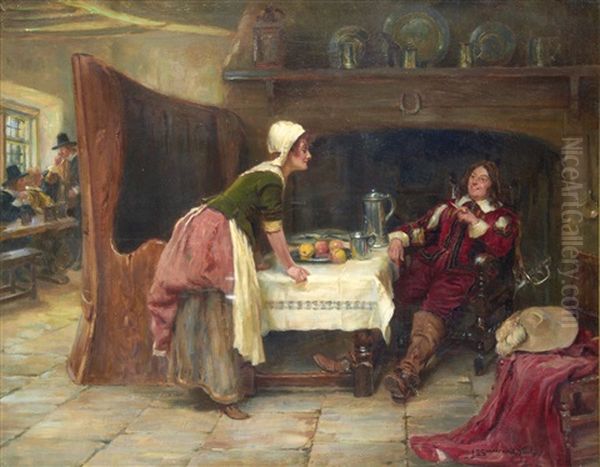 Tavern Scene Oil Painting by John Sanderson-Wells