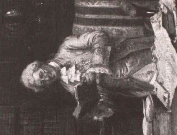 In The Library Oil Painting by John Sanderson-Wells