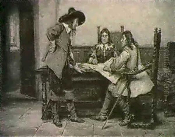 Signing The Documents Oil Painting by John Sanderson-Wells