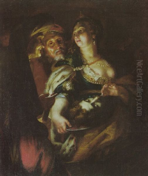 Salome Mit Dem Haupt Des Heiligen Johannes Oil Painting by Joachim von, I Sandrart