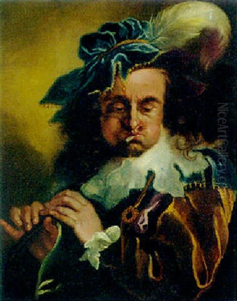 A Man Playing A Shawn Oil Painting by Joachim von Sandrart the Elder
