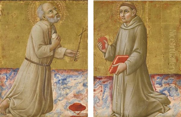 Saint Jerome; Saint Anthony Of Padua Oil Painting by  Sano di Pietro