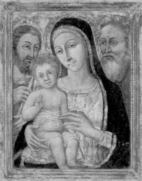 Sacra Famiglia Con San Giovanni Batista Oil Painting by  Sano di Pietro