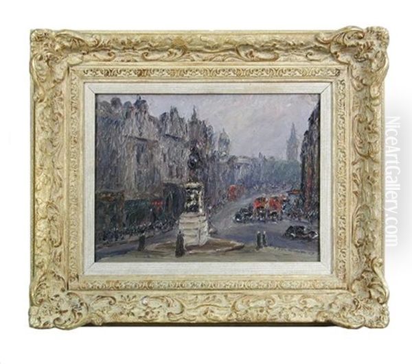 Whitehall From Trafalgar Square, London Oil Painting by Piero Sansalvadore