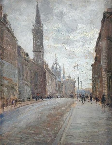 Edinburgh High Street Oil Painting by Piero Sansalvadore