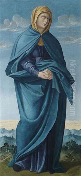 Maria Und Johannes (pair) Oil Painting by Francesco di Gerolamo da Santacroce