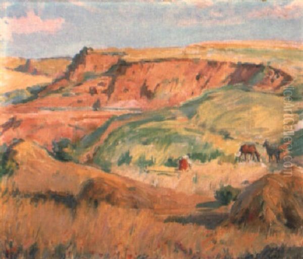 Paisaje Burgales Oil Painting by Marceliano Santamaria y Sedano
