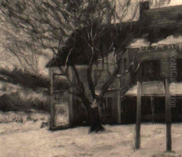 Old Franconia House, Winter Oil Painting by Daniel Francois Santry