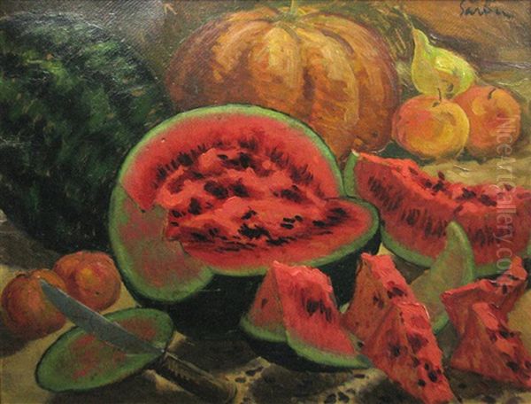 Fruit Oil Painting by Gheorghe Sarbu