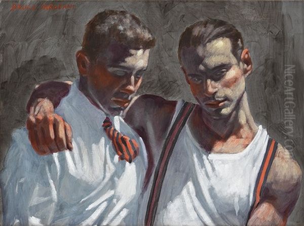Standing Man With Tall Staff Oil Painting by Bruce Sargeant