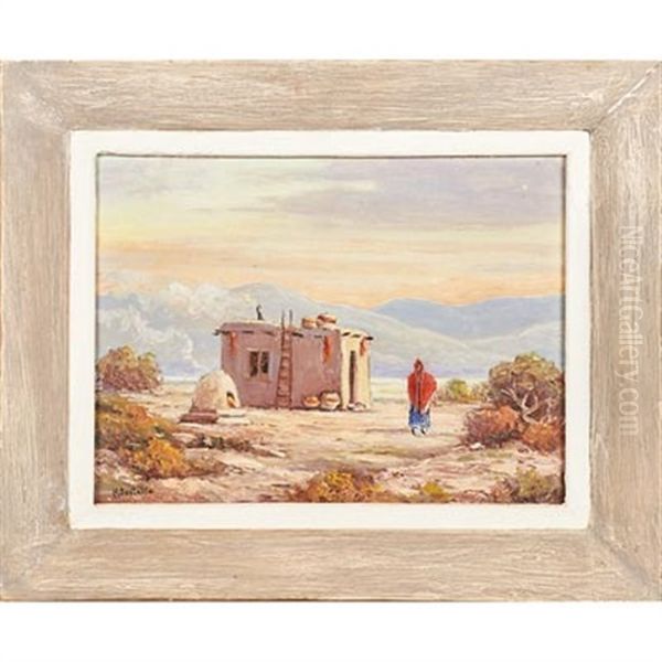 Untitled (adobe House) Oil Painting by Herbert Sartelle