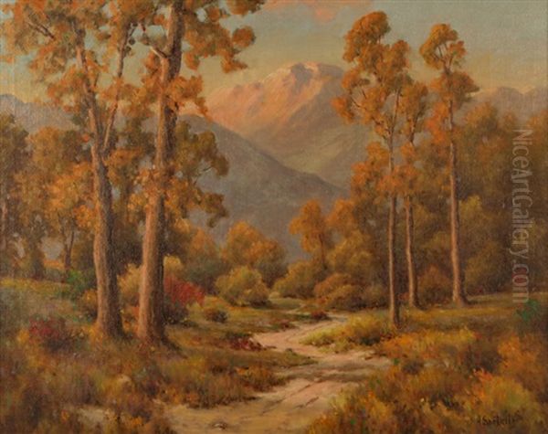 Path In A California Landscape Oil Painting by Herbert Sartelle