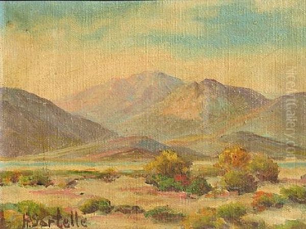 Desert Landscapes And A Seascape (4 Works) Oil Painting by Herbert Sartelle