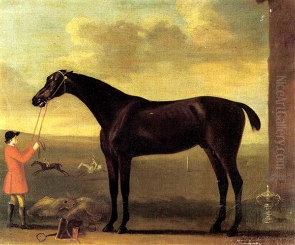 'whinigig', The Winner Of The 1769 Jubilee Cup, Held By A Groom Oil Painting by Francis Sartorius the Elder