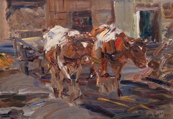 Ochsengespann Oil Painting by Hermann Sattler