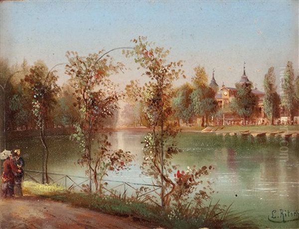 Parkanlage Mit Weiher Oil Painting by Hubert Sattler