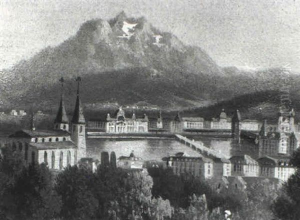 Blick Uber Luzern Oil Painting by Hubert Sattler